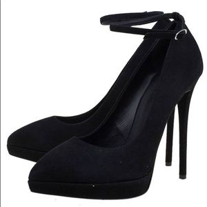GIUSEPPE ZANOTTI Black Suede Ankle Strap Heels